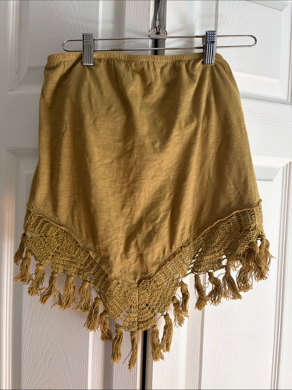Free People Mustard Crochet Fringe Tank